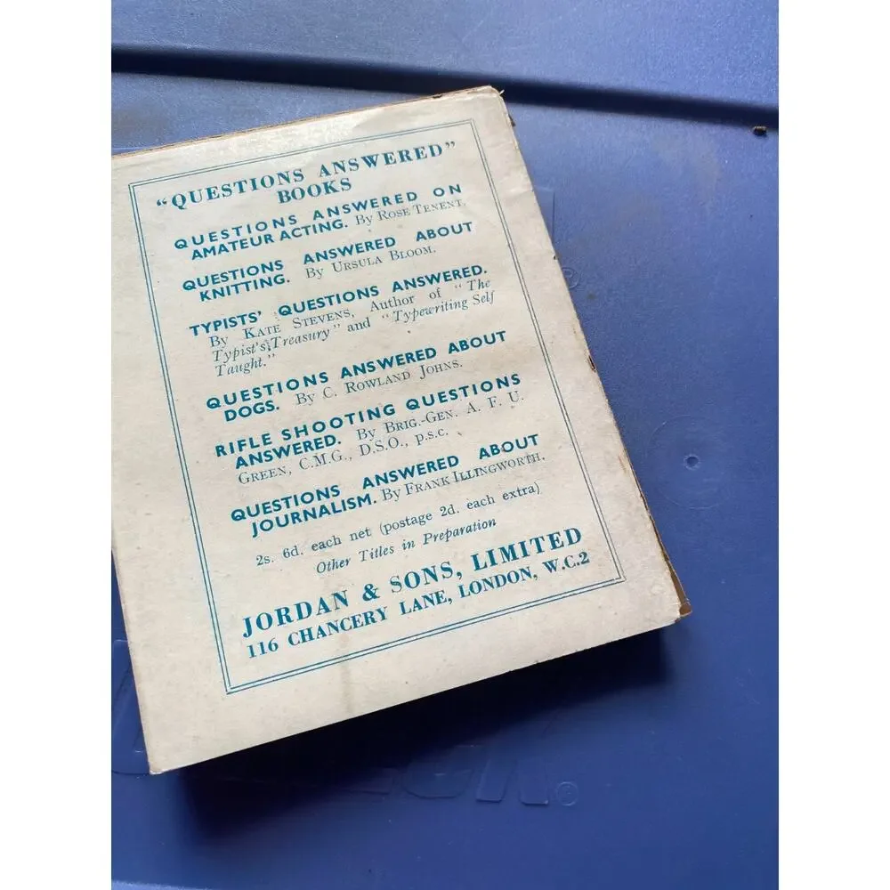 Chess Questions Answered R.W. Bonham R.D. Wormald 2nd Edition 1946 Jordan & Sons